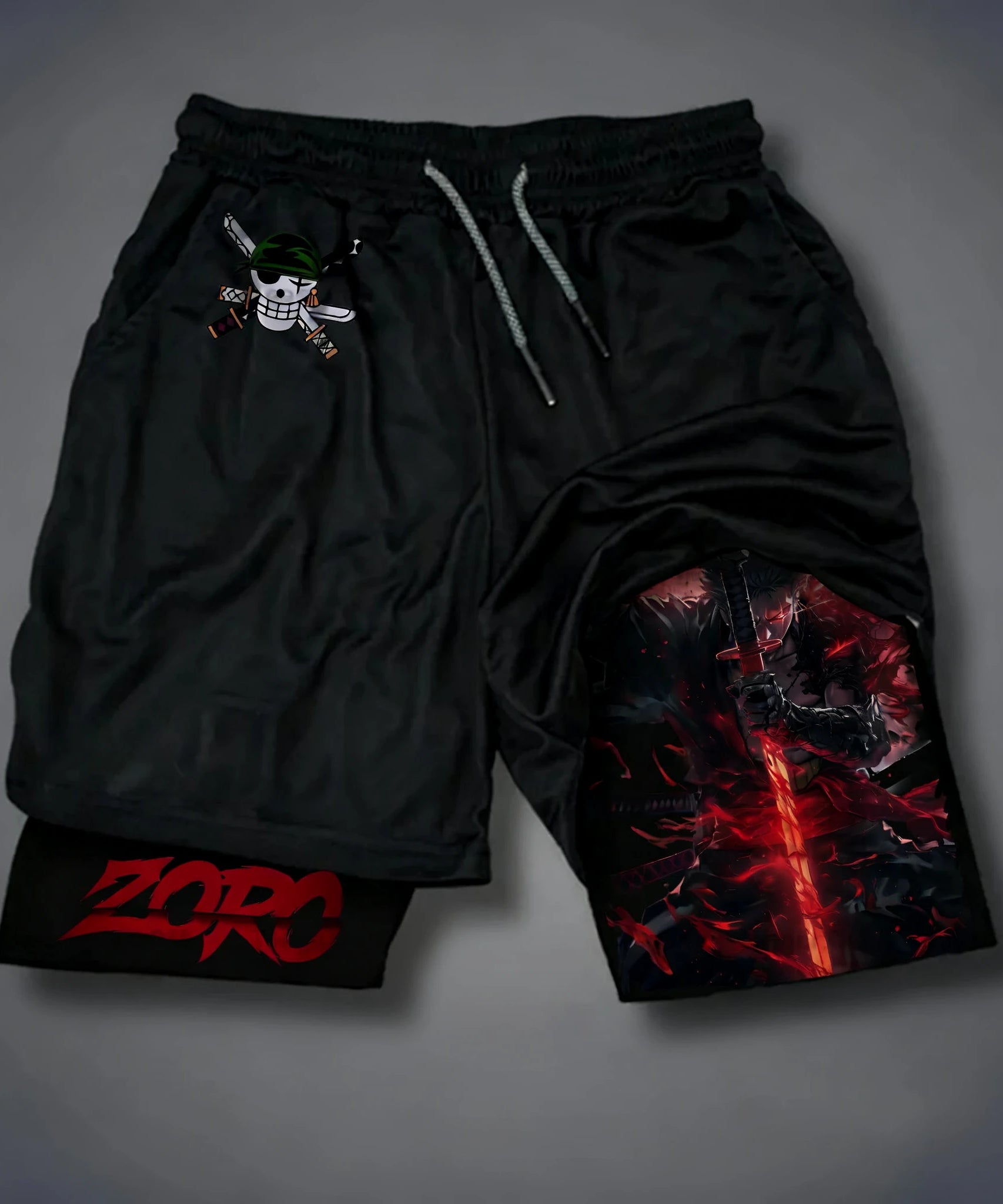 One Piece Anime New Printed 2-in-1 Sports Shorts Summer Street Trendy Fashion Fitness Swimming Hiking Double Layer Shorts