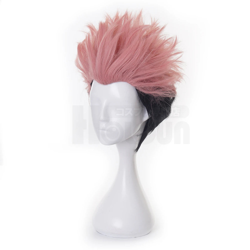 Anime Jujutsu Kaisen Yuji Itadori Cosplay Wig – Spiky Pink & Black Hair 3