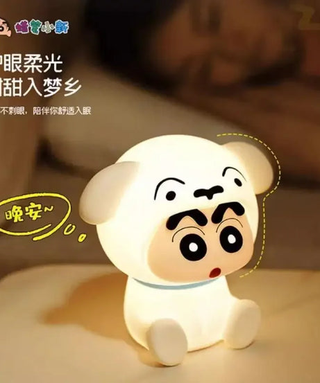 Anime Crayon Shin-Chans Patting Small Night Lamp Soft Light Eye -Protecting Bedroom Bedside Charging Small Nigh Ornament Gifts