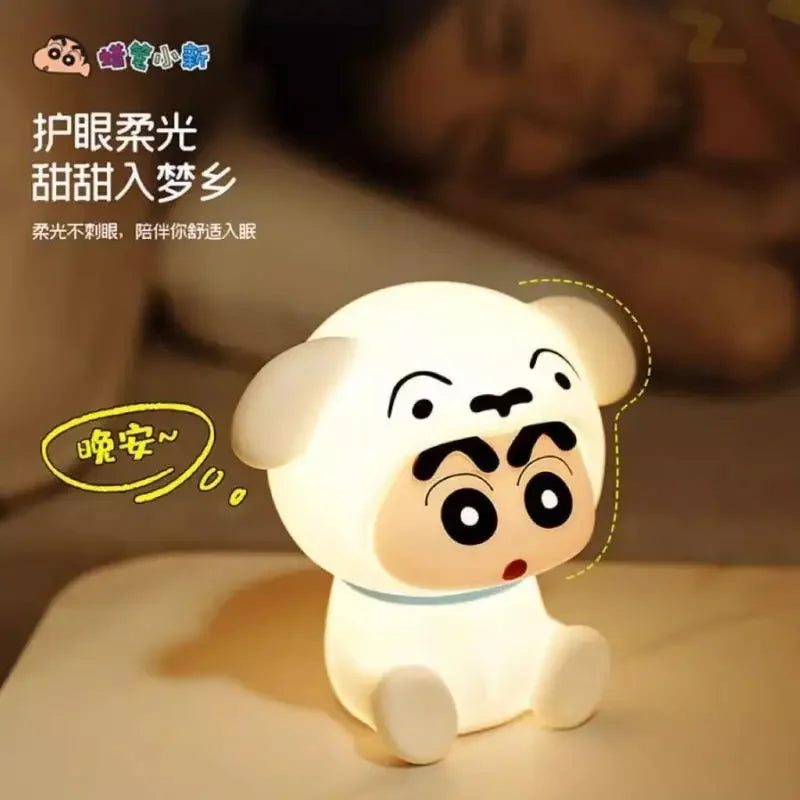 Anime Crayon Shin-Chans Patting Small Night Lamp Soft Light Eye -Protecting Bedroom Bedside Charging Small Nigh Ornament Gifts