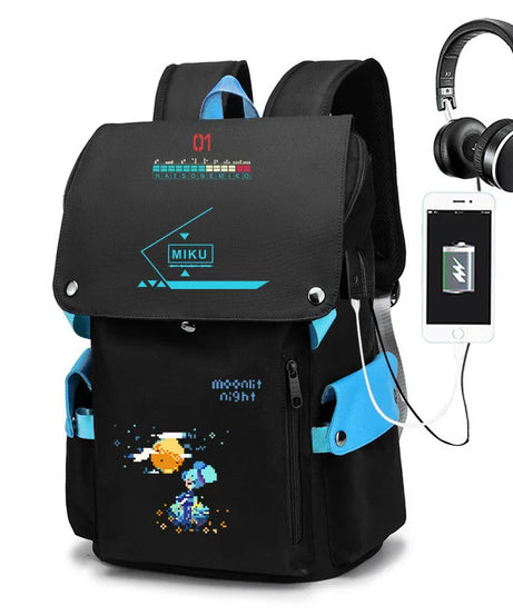 New Hatsune Anime Backpack Student School Shoulder Bag Business Multifunctional Large Capacity Computer Bag Travel Backpack