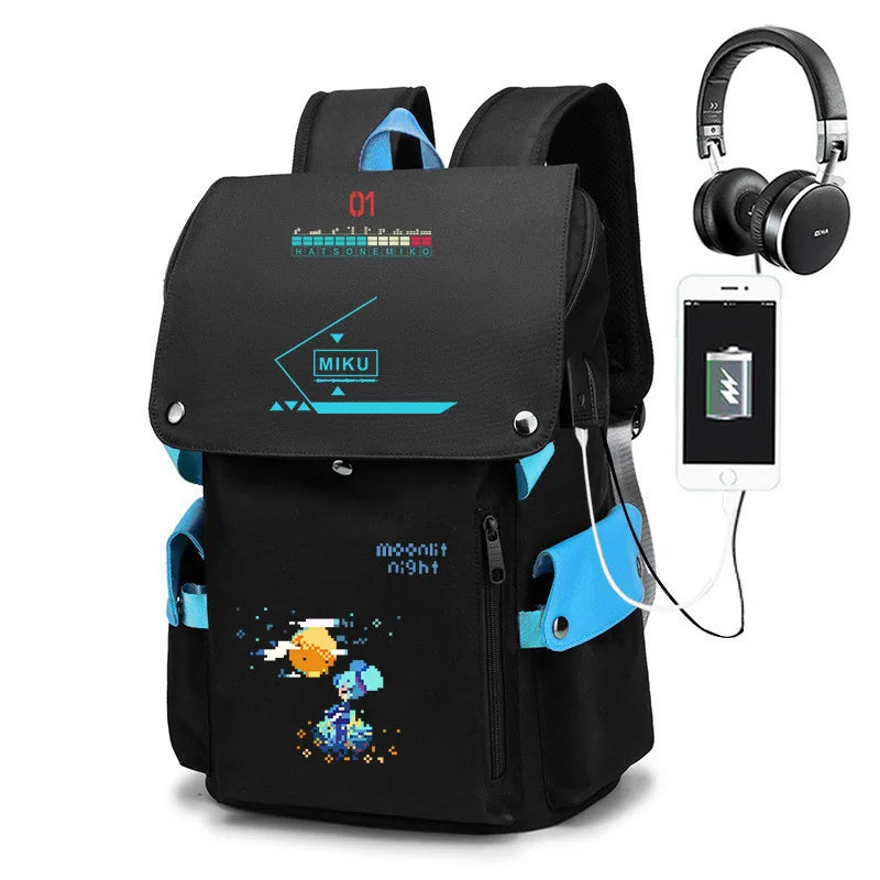 New Hatsune Anime Backpack Student School Shoulder Bag Business Multifunctional Large Capacity Computer Bag Travel Backpack Gift