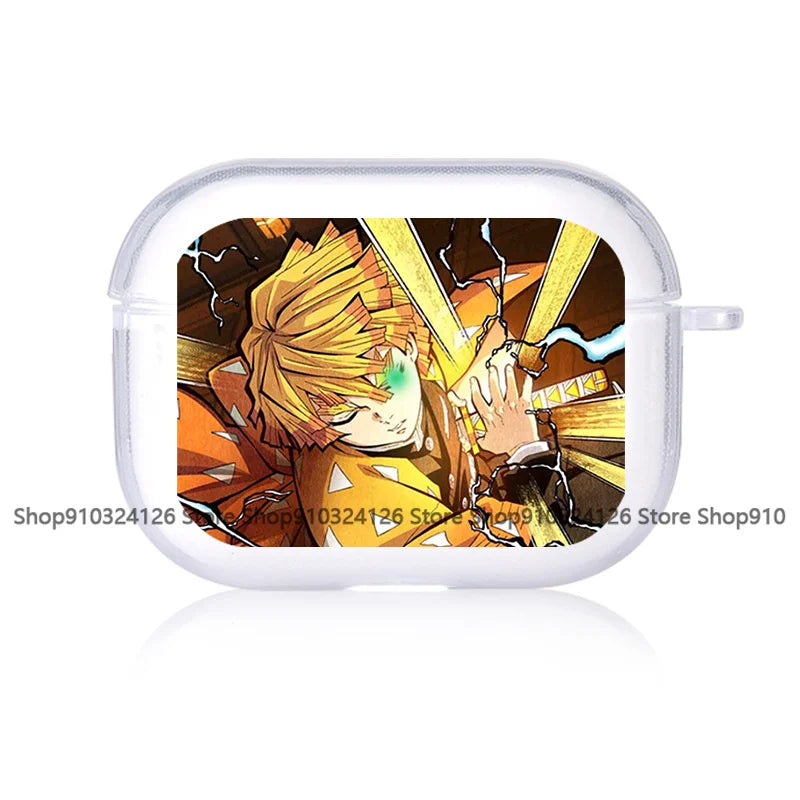 For AirPods 4 2024 Earphone Cove Anime Demon Slayer Cool Cute for Apple Airpod Pro2 Pro 1 2 3 4th Transparet Cover Fundas