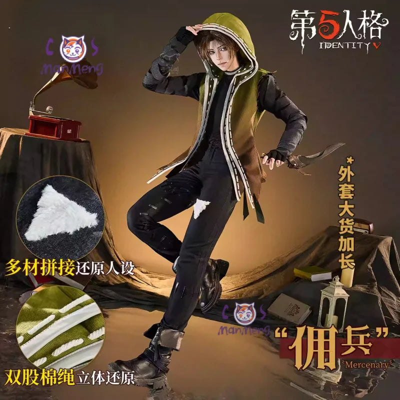 Game Identity Ⅴ Naib Subedar Mercenary Cosplay Costume Halloween Carnival Men's and Women's Casual Hooded Uniform New Suit
