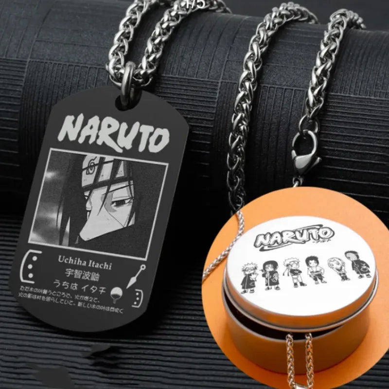 Anime Naruto Akatsuki Cosplay Necklace Uchiha Sasuke Gaara Prop Accessories Village of Kino Hagakure Sign Jewelry Props