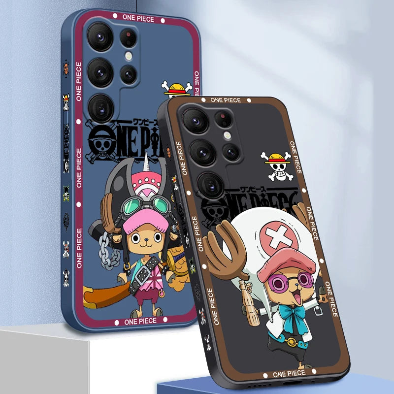 One Piece Chopper Cute Girl Liquid Left Rope For Samsung Galaxy S24 S23 S22 S21 S20 FE S10 Ultra Plus Lite 5G Cover Funda