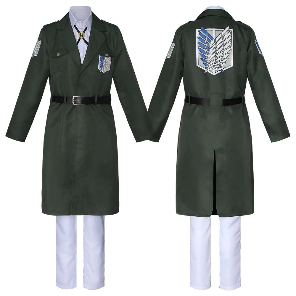 Attack on Titan Scout Regiment Trench Coat – Levi Ackerman Long Military Cosplay Uniform 2