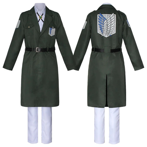 Attack on Titan Scout Regiment Trench Coat – Levi Ackerman Long Military Cosplay Uniform