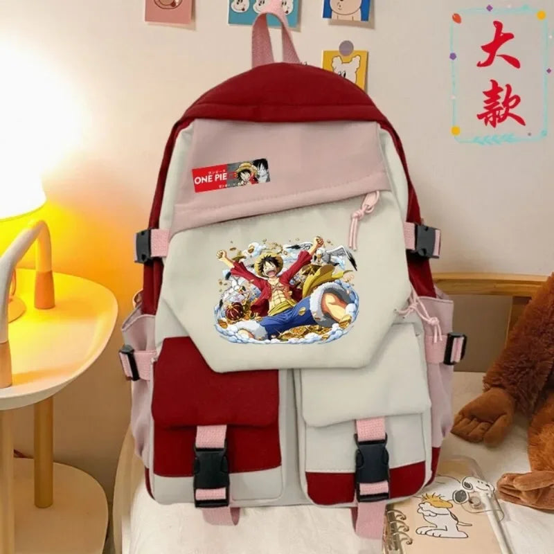 anime One Piece Luffy Zoro anime backpack large capacity student school bag male campus Korean version backpack birthday gift