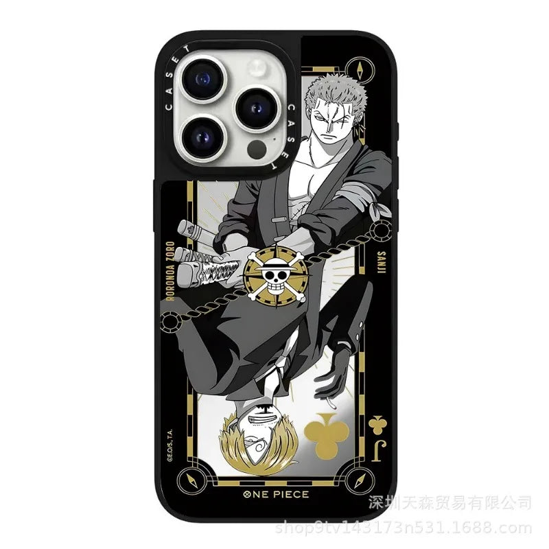 One Piece x Naruto Mirror Phone Case – Anti-Fall Collection for iPhone 16 Pro Max