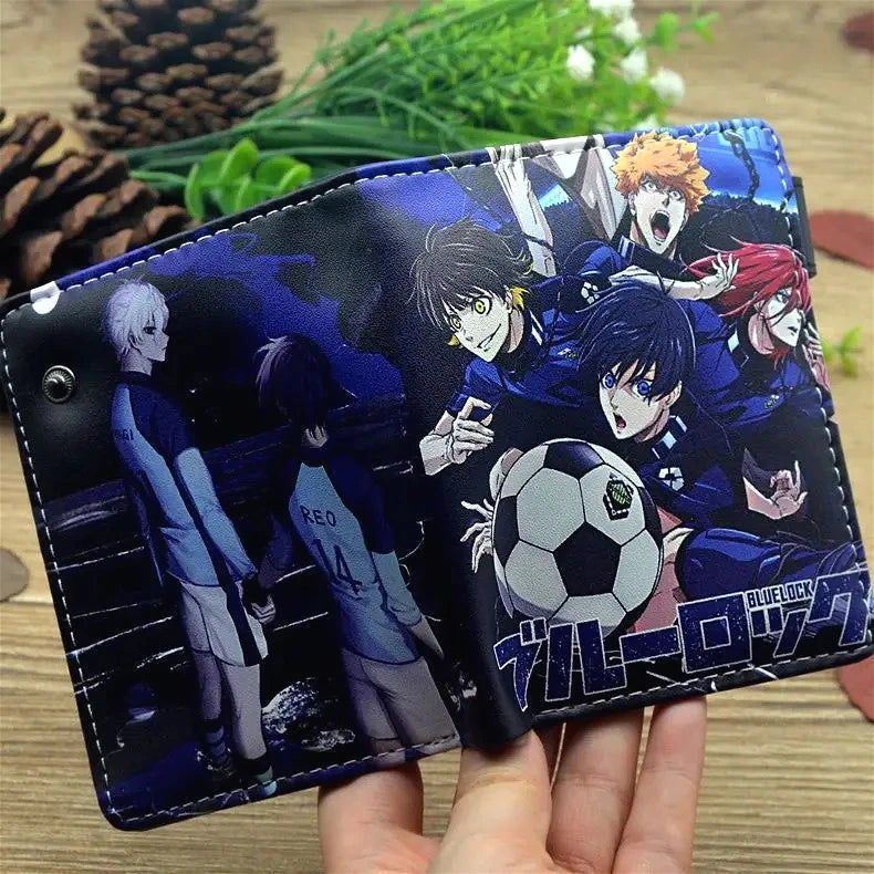 Anime Blue Lock Short Fold Over Wallet PU Leather Purse Nagi Seishiro Mikage Reo Isagi Yoichi