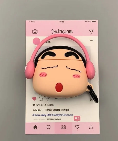 Crayon ShinChans Case for Apple AirPods 1 2 3 Airpod Pro3D Key Chain Wireless Earphone Bluetooth Headset Silicone Cover