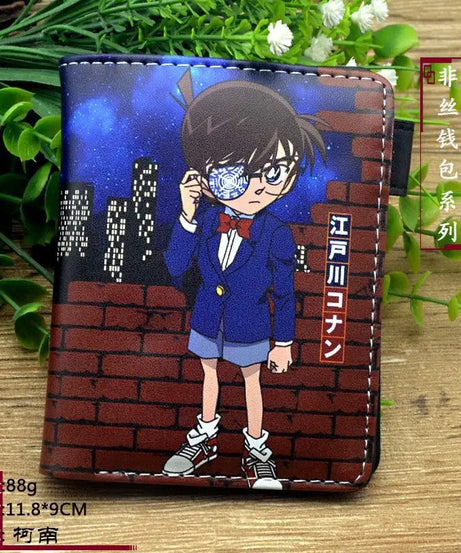 Conan anime peripheral cartoon student wallet card holder with zipper coin purse wallets wallet men PU birthday gift