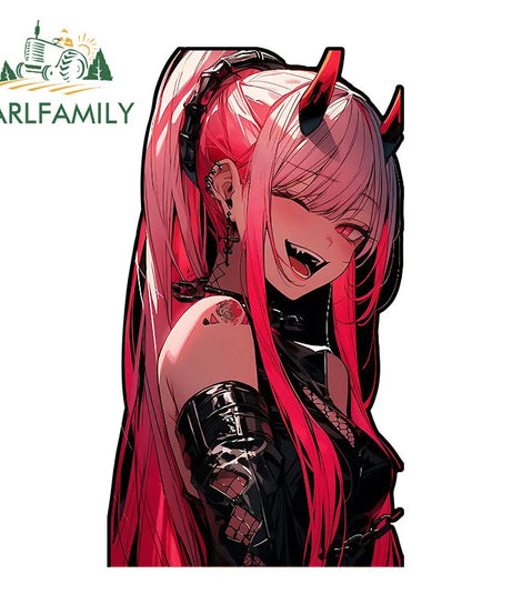 13cm x 7.4cm Zero Two Anime Car Sticker Motorcycle Bumper Funny Laptop Sunscreen Decal Scratch-Proof Fashion Decor