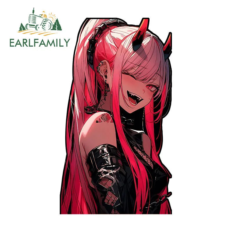 13cm x 7.4cm Zero Two Anime Car Sticker Motorcycle Bumper Funny Laptop Sunscreen Decal Scratch-Proof Fashion Decor