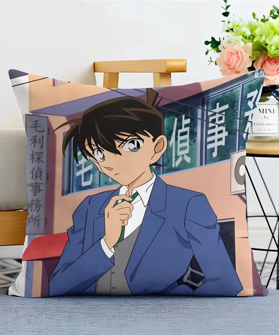 Detective Conan Pillowcase – Soft Anime Cushion Cover with Zipper for Sofa & Bedroom Decor