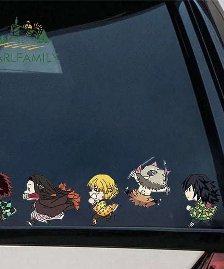 EARLFAMILY 13cm X 3.8cm Anime Running Chibi Car Stickers Trunk Windows Cartoon Decal Personality Kamado Nezuko Car Accessories
