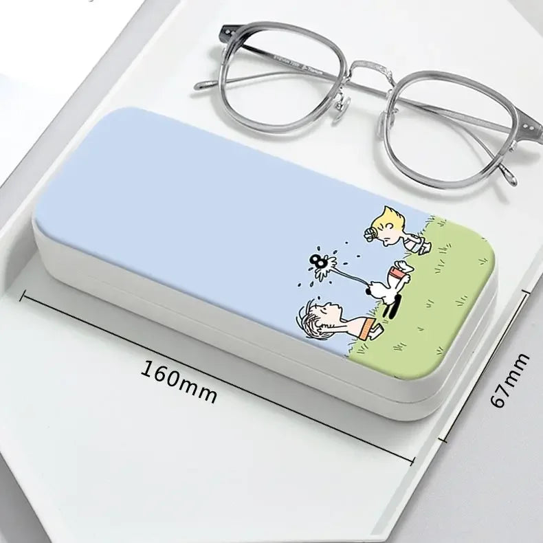 Snoopy Girl Korean Fresh Student Cute Disney Fashion Simple Anti-fall Portable Anti-Stress Folding Glasses Case