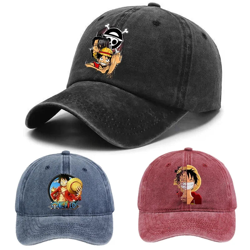 One Piece Luffy  Women Men Baseball Cap Cartoon Anime Figure Print Hat Boy Girl Breathable Kid Hat HipHop Boy NetCap Gift