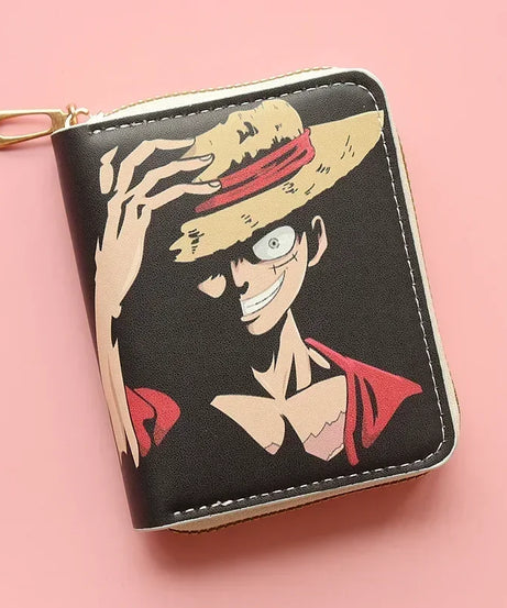 Anime One Piece Wallet Luffy Straw Hat Pirates Men's Short Wallet Multi-function Multi-card Slot Wallet Kids Gifts Men Gifts