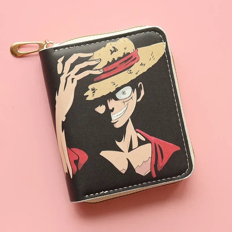 Anime One Piece Wallet Luffy Straw Hat Pirates Men's Short Wallet Multi-function Multi-card Slot Wallet Kids Gifts Men Gifts