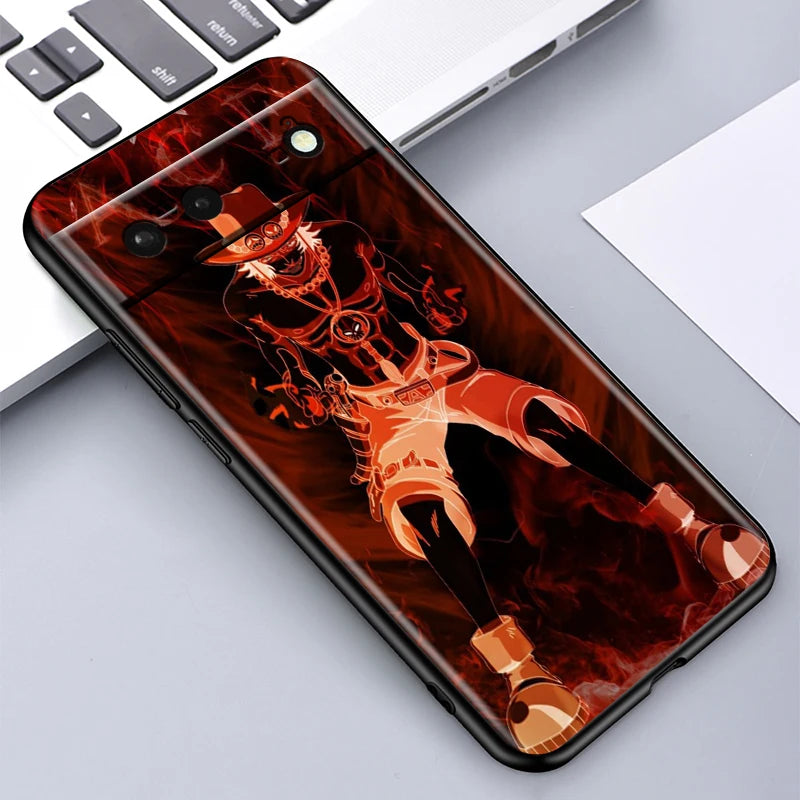 One Piece Anime Zoro Luffy For Google Pixel 9 8 7A 7 6A 6 5A 5 4 4A XL 5G Black Silicon Shockproof Shell Cover Phone Case