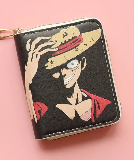 Anime One Piece Wallet Luffy Straw Hat Pirates Men's Short Wallet Multi-function Multi-card Slot Wallet Kids Gifts Men Gifts