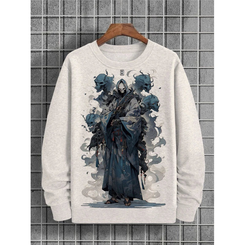 Anime Character Print Sweatshirt — Oversized Crewneck Pullover