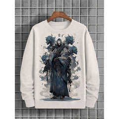 Anime Character Print Sweatshirt — Oversized Crewneck Pullover