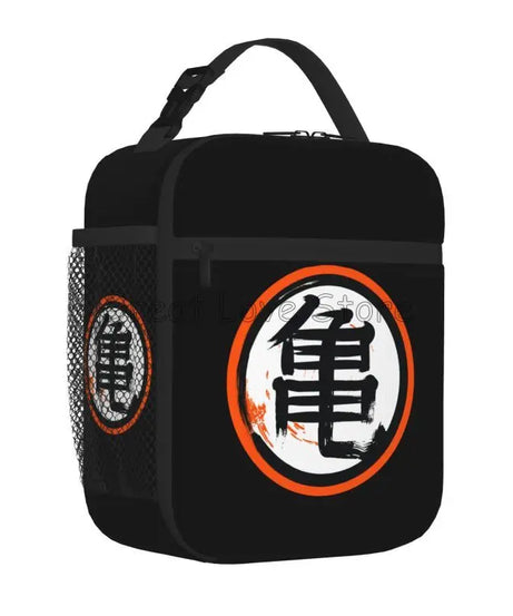 DBZ Kanji Print Insulated Lunch Bag for Women Men Boys Girls Reusable Waterproof Thermal Bento Tote Bags for Work Travel Picnic