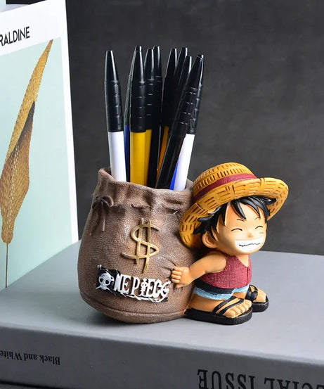 One Piece Luffy Resin Pen Holder – 10cm Desk Figure Organizer