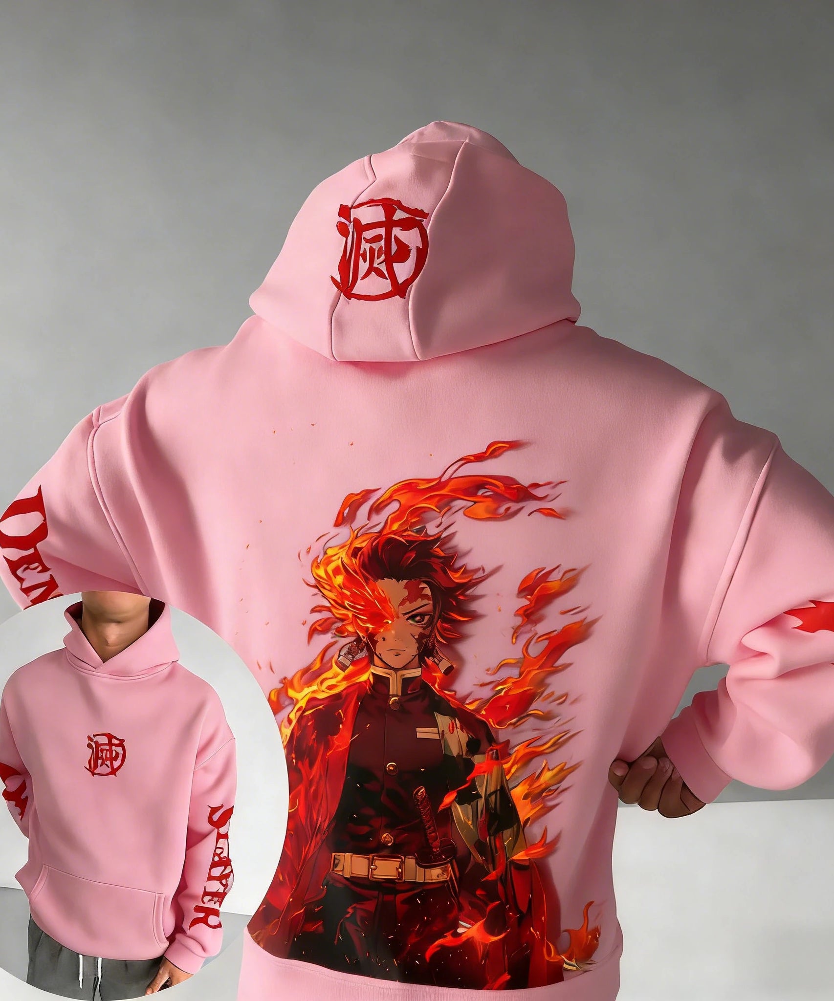 Demon Slayer Spring/Summer Unisex Hoodie New Tanjirou Anime Printed Street Hip Hop Oversized Loose Casual Parent-child Top