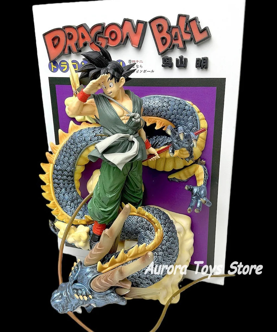 44.5cm/17.52in Anime Dragon Ball Figure Title Page Shenron Goku Action Figures PVC Statue Model Collectible Decoration Toy Gifts