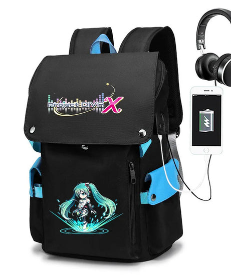 New Hatsune Anime Backpack Student School Shoulder Bag Business Multifunctional Large Capacity Computer Bag Travel Backpack