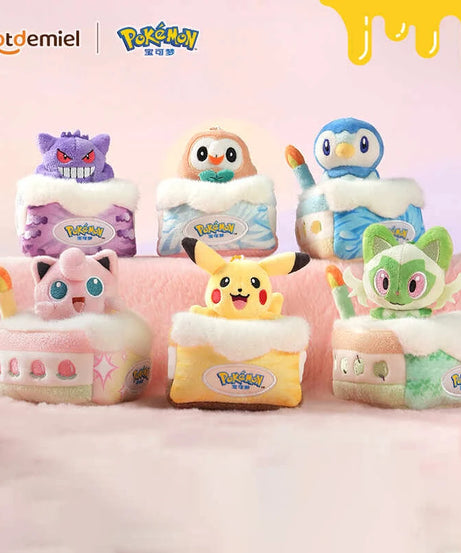Cute Pokemon Sweet Dream Cake Series Gengar Pikachu Jigglypuff Rowlet Piplup Plush Doll Keychain Bag Pendant Toy Gift