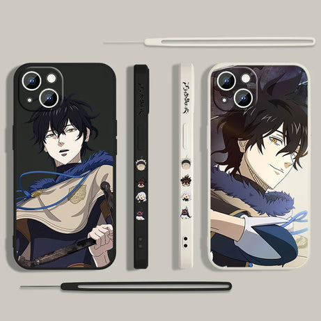 Black Clover Yuno Comics Phone Case For Apple iPhone 15 14 13 12 11 Pro Max Plus 8 7 SE Liquid Left Rope Capa Cover