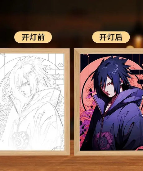 Naruto light painting Kakashi Sasuke Uchiha Madara anime bed head light bedroom creative personality night light holiday gift