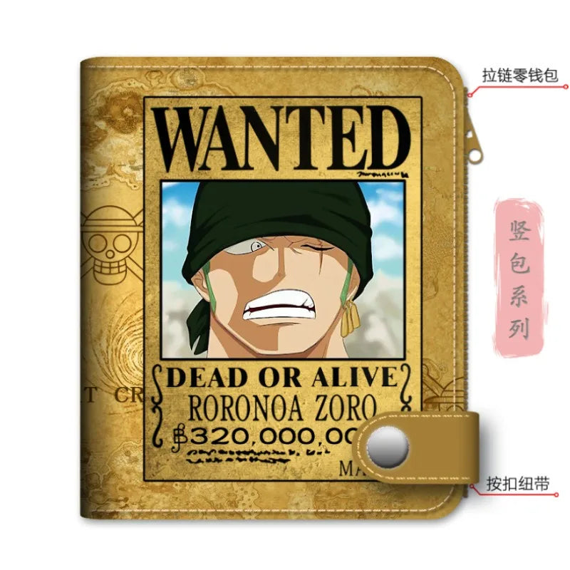 Anime One Piece Figure Wallet Luffy Purse Zoro Ace Bounty Order Skeleton Pattern Pu Kawaii Wallet Card Holder Purse
