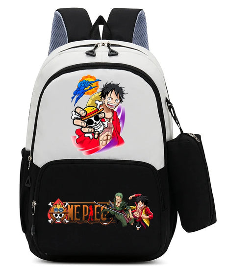 One Piece Luffy Zoro Backpack Kits Boy Student Usopp Chopper Anime Knapsack with Pencilcase Rucksack High-capacity Schoolbag