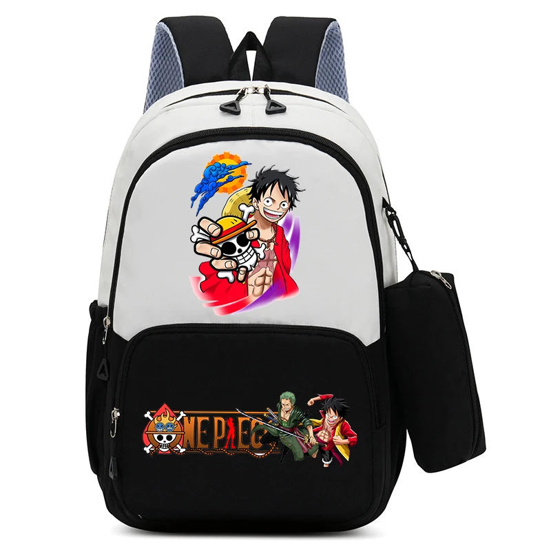 One Piece Luffy Zoro Backpack Kits Boy Student Usopp Chopper Anime Knapsack with Pencilcase Rucksack High-capacity Schoolbag