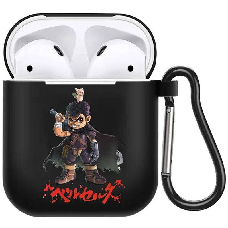 anime Berserk Guts Zodd Earphone Case For AirPods4 1 2 3 Pro Black Soft silicone wireless Bluetooth headphone case