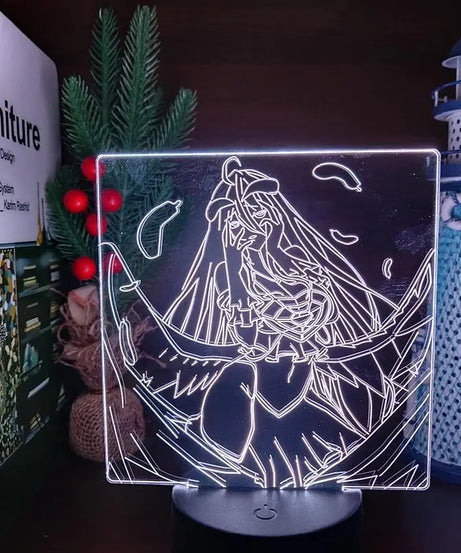 Anime Overlord Acrylic Glowing Stand Albedo Action Figure Led Night Light for Bedroom Decor Gift Nightlight