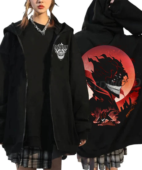 Anime Dandadan Ken Takakura Graphic Print Hooded Men women Zip Up Hoodies Oversized Sweatshirts Harajuku Male Zipper Jacket