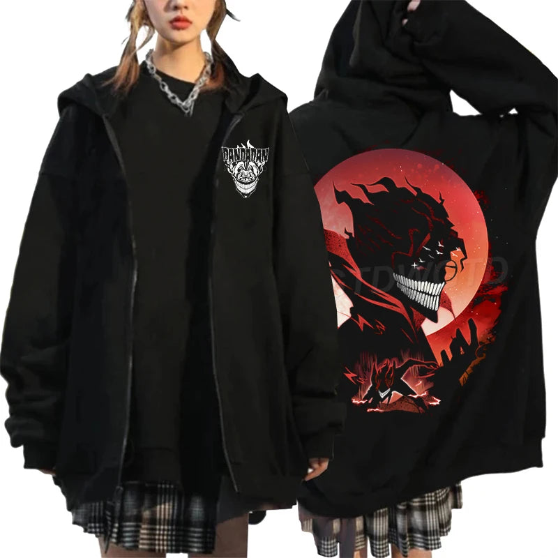 Anime Dandadan Ken Takakura Graphic Print Hooded Men women Zip Up Hoodies Oversized Sweatshirts Harajuku Male Zipper Jacket