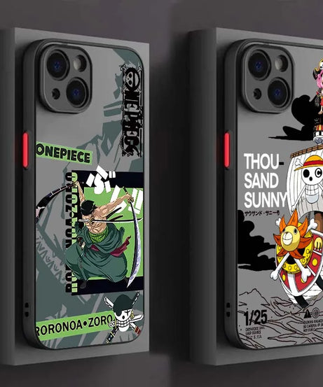 Luffy One Piece Frosted Case – Cute Translucent iPhone 11–16 Pro Max