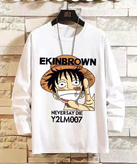 New One Piece Kawaii Anime Luffy Uchiha Itachi Creative Long Sleeve Pants Suit Autumn and Winter Warm Home Clothing Gift