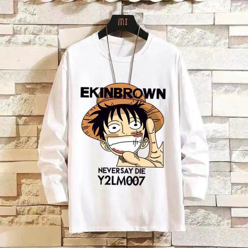 New One Piece Kawaii Anime Luffy Uchiha Itachi Creative Long Sleeve Pants Suit Autumn and Winter Warm Home Clothing Gift