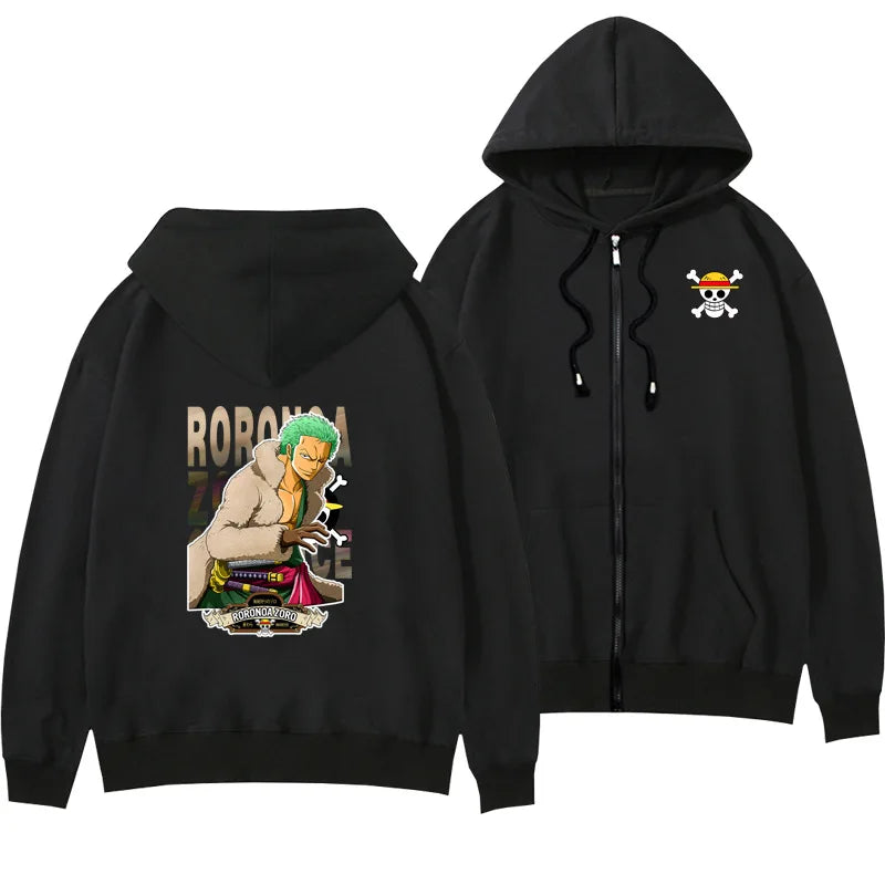 One Piece Anime Women Zip Up Hoodie Jacket Spring Autumn 2New Fashion Mens Sweatshirt Couple Promozed Clothes Coats