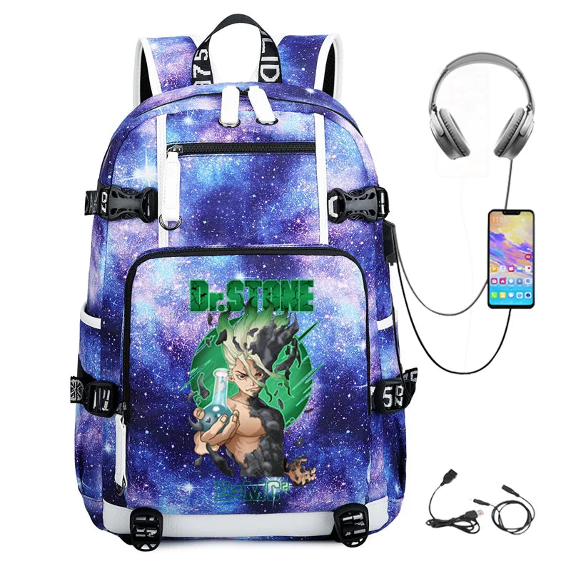 Dr. Stone Anime Backpack – Large Capacity Student & Travel Bag