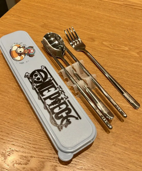 New ONE PIECE Anime Nika Luffy Chopper 304 Stainless Steel Portable Tableware 304 Spoon Fork Chopsticks Student Party Gift